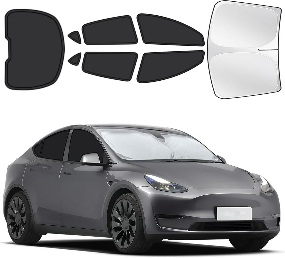 Fit for Tesla Model Y 2020-2024 Car Window Shades, 8pcs Privacy Sun Shade Set for Front Windshield Side and Rear Windows, Full Window Covers Keeps Vehicle Cool for Camping Napping