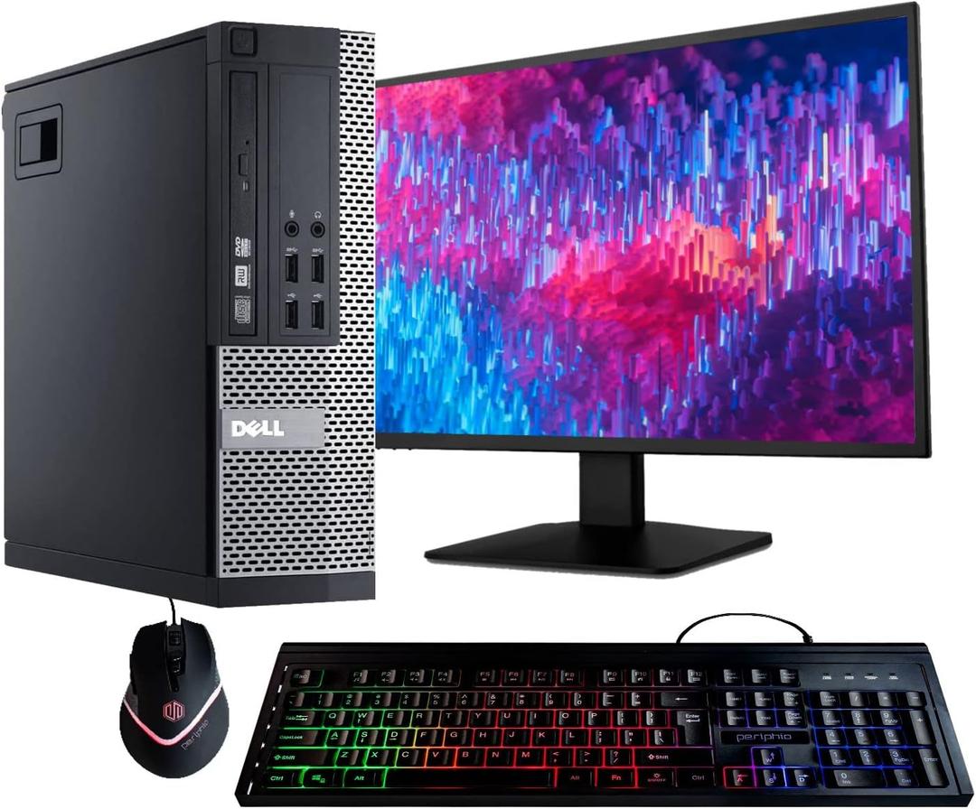 Dell Optiplex 9020 Desktop Computer PC, Intel Quad-Core i5, 500GB HDD Storage, 8GB DDR3 RAM, WiFi, 20 in Monitor, RGB Productivity Bundle, Windows 11 Pro