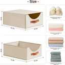 Homsorout Closet Organizers and Storage - Large Stackable Storage Bins with Drawer, Fabric Bins for Organization, Collapsible Drawer Organizer Clothes for Bedroom, Living Room, 4 Pack, Beige