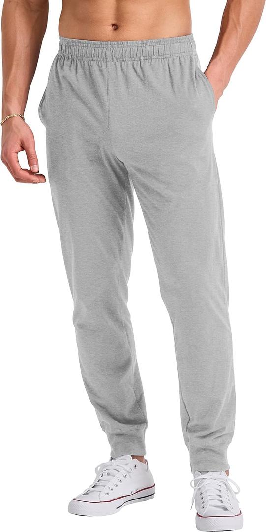 Hanes Originals Cotton Joggers, Jersey Sweatpants for Men with Pockets (Large, Light Steel)