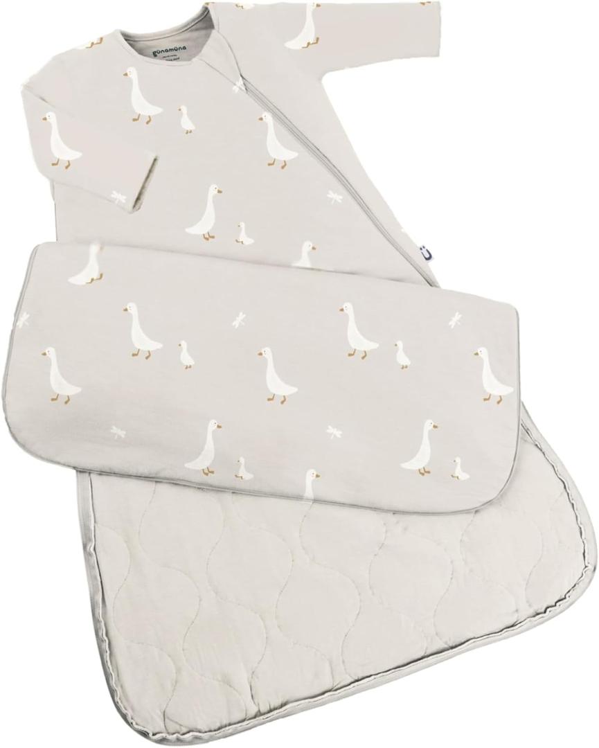 GUNAMUNA Unisex Long-Sleeve Sleep Sack, Wearable Sleep Bag for Toddlers and Babies, Soft Rayon (3-9 Months, Goose)