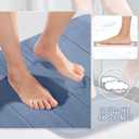 Yimobra U-Shaped Toilet Bath Mat Set 2 Piece - Soft Absorbent Quick Dry Memory Foam Bathroom Rugs, Machine Washable Non Slip Floor Carpet for Tub Shower & Single Sink (17x24 & 24x20, Denim Blue)