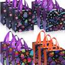Liobelon 12 PCS Halloween Treat Bags Colorful Non-Woven Candy Tote Bag Reusable Party Gift Bags for Gifts Wrapping, Trick or Treat, Halloween Party Supplies, 9" X 8.7" X 4.3"