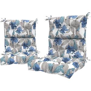 LVTXIII Outdoor Tufted High Back Cushions Set of 2 Patio Seasonal Replacement Rocking Chair Cushion with Ties, Solid Seat and Back Chair Cushion, (44 L x 22W, Clemens Noir Blue)