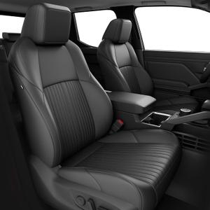 FREESOO Custom Fit Leather Tacoma Seat Covers Full Set Gen 4Th 2024-2026 Double Cab, for Sr/Sr5/Trd Prerunner/TRD Sport/TRD Off-Road/Limited, Seat Covers for Tacoma (5 Seats, Black)