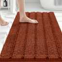 Bcoimo 30"x20" Chenille Bath Mat Non-Slip with Backing Bath Rug Ultra-Absorbent and Machine Washable Bathroom Mat Quick-Dry Design. Ideal for Bathroom and Tub Areas (Burnt Orange)