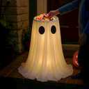 Halloween Door Decorations - Glowing Ghost Candy Holder Bowl - Halloween Porch Decor with String Lights & Timer Remote for Trick-or-Treating on Party Lawn Yard Outdoor Indoor