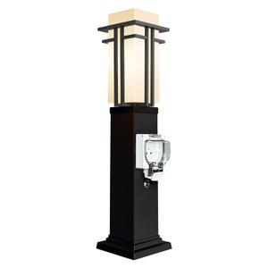 Yoenecea Outdoor Lamp Post with Outlet, Modern Post Light Fixture for Yard