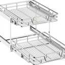 2-Tier Kitchen Cabinet Pull Out Shelf and Drawer Organizer Slide Out Pantry Storaqe Basket in Multiple Sizes (21" W x 21" D,)