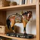 Standing Horse Sculpture Statue Vintage Resin Horse Decorative Figurine, Animal Horse Statues Ornaments for New Year Collectible Home Office Table Shelf Decor Brown