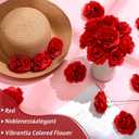 Thiccywoov 100 Pcs Flowers Long Stem Artificial Rose, 3.2 Inches Silk Rose Head Flowers Fake for Wedding Bridal Bouquet Home Floral Decor DIY Centerpieces Arrangements Party Tables Decorations (Red)