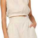 Eurivicy Women's 2pcs Summer Outfits Sleeveless Crop Tank Top and High Waist Pocketed Shorts Loose 2 Piece Short Sets L