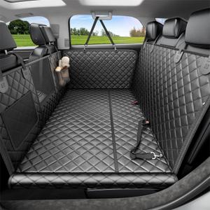 REEVAA Dog Car Seat Cover for Back Seat, Hard Bottom Dog Hammock, Pet Bed Extender for 2-4 Large/ Medium Dogs, Waterproof Seat Protector, Universal L Size Fits for SUV Medium Truck, Black