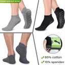 Non Slip Yoga Socks with Grips for Pilates, Ballet, Barre, Barefoot, Hospital Anti Skid Socks for Women and Men (Large, 6 Pairs-2 Black/2 Dark Gray /2 Gray)