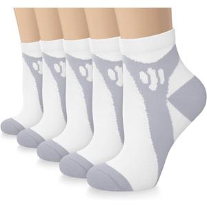 Iseasoo Copper Ankle Compression Socks - Low Cut Arch Support Socks for Men & Women, Running, Nurses, Plantar Fasciitis Socks (XX-Large, A05 - White)