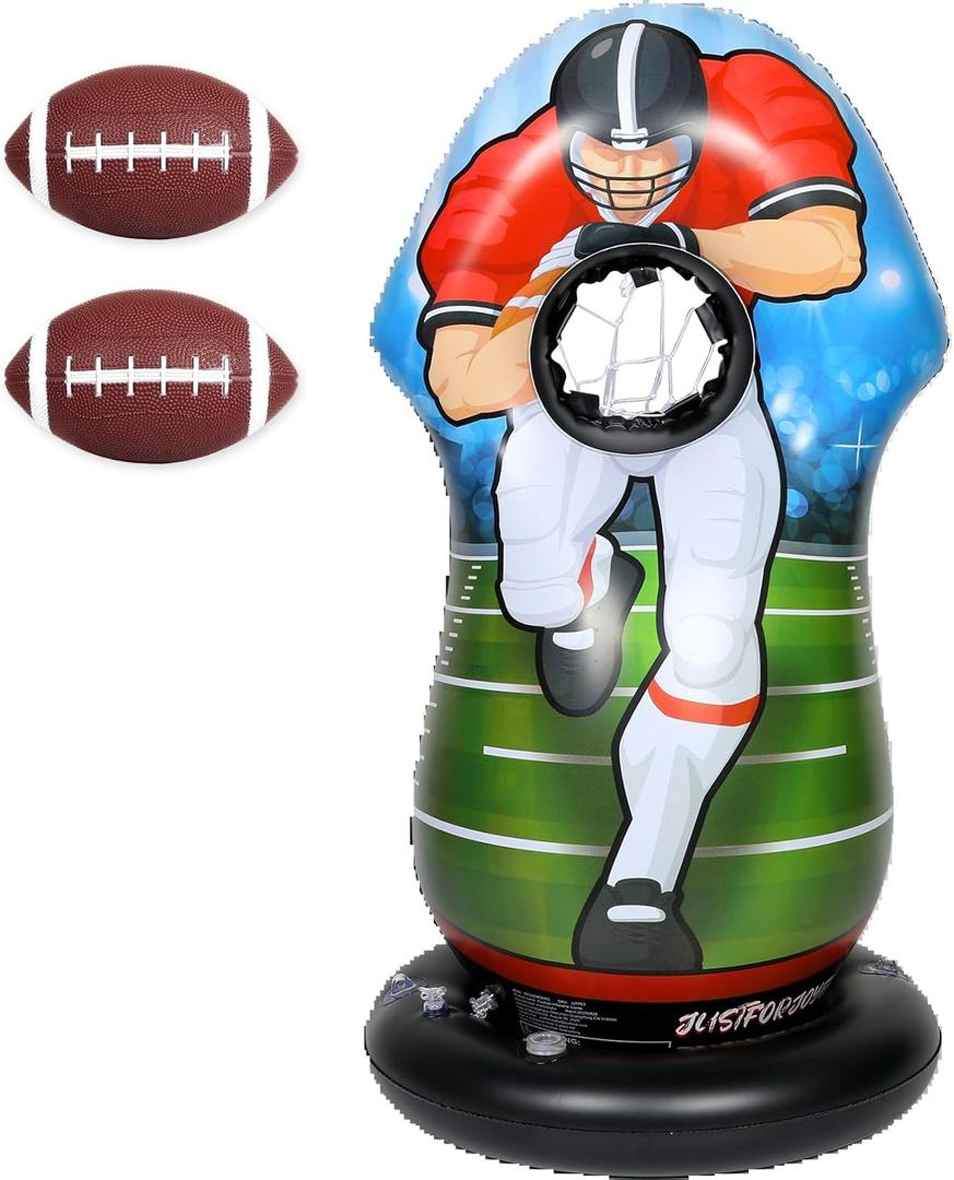 Inflatable Football Target Toss Game for Adults Fun Throwing Training Game with Mini Footballs Sports Pool Floats Water Games for Beach Indoor Outdoor Activities Yard Family Birthday Party Favor