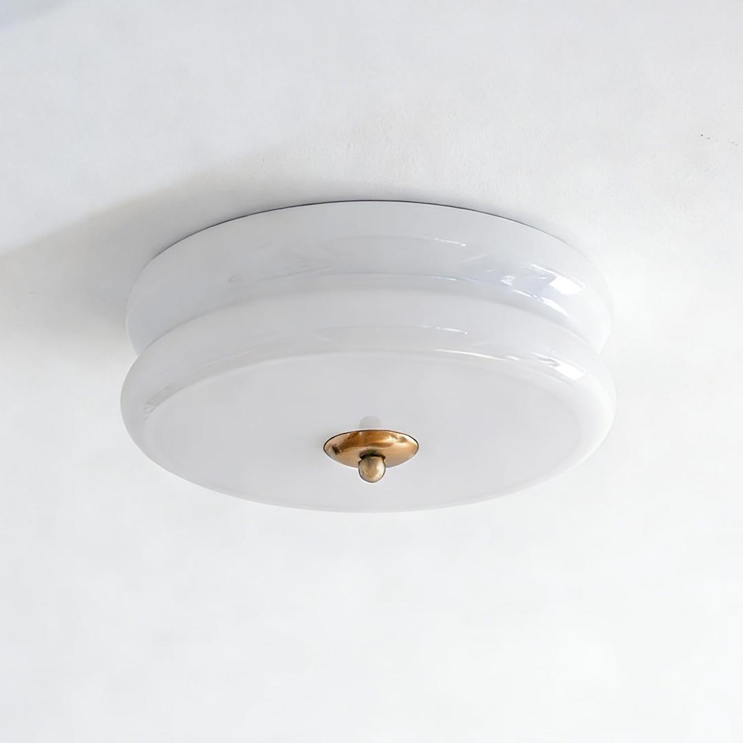 12.6inch Modern LED Milk Glass Flush Mount Ceiling Light Fixture