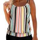 MODLILY Tummy Control Tankini Swimsuits for Women, Lightweight Two Piece Bathing Suits, Blouson Top with Boyshorts XXL