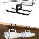 No Drill Under Cabinet Tumbler Rack, Hanging Organizer for Stanley 30/40 oz Water Bottles with Handle (2 Pack) (Black)