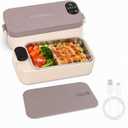 Cordless Electric Lunch Box,Battery-Powered Heated,7200mAh usb Rechargeable Self-Heating Food Warmer with Smart Timer Function,0.9L Large Capacity for Travel,RV,Offices