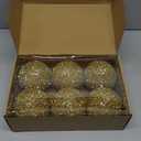 6 Pcs 4 Inch Christmas Tree Tinsel Ornaments for Tree Glitter Sequin Hanging Ornaments Christmas Tinsel Balls Decorations Shatterproof for Xmas Party Holiday Decor(Gold)