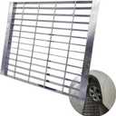 Galvanized Steel Drain Grate with Lip 18x18 in, B-Class 28100 lbs Heavy-Duty Driveway Channel Cover w/Base, Outdoor Trench Drainage Grate, Silver Square Metal Sewer Cover for Garage