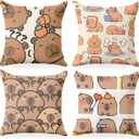 4 PCs Pillow Covers 18x18, Capybara Throw Pillow Covers, Capybara Gifts, Pillow Cases Capybara Stuff Decorative Pillow Protectors Living Room Nursery Playroom Home Decor for Cushion Car Bed (Polychromatic1228)