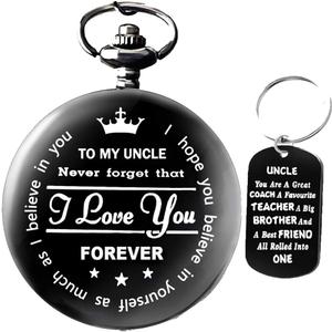 Udaney to My Uncle Pocket Watch Black Watch Gifts for Uncle from Nephew Niece