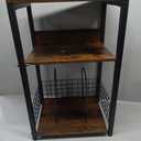 Side Table with Storage Basket, 3-Tier End Table with Metal Frame, Storage Rack