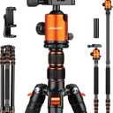 80/85 inches Heavy Duty Tripod for Camera and Phone, 85" Camera Monopod Tripods, DSLR Binoculars Spotting Scope Camcorders Video Tripod Stand, 360 Degree Ball Head, 35 lbs Loads (Orange)