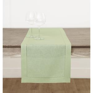 Solino Home Linen Sage Green Table Runner 90 Inches Long - 100% Pure Linen Hemstitch 14 x 90 Inch Table Runner for Dining, Spring, Summer, Mothers Day - Classic Hemstitch