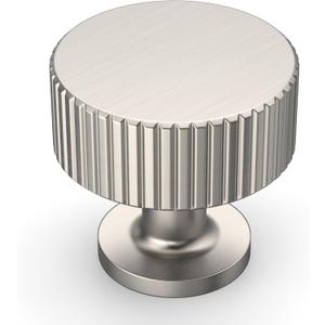 Amerdeco 10 Pack Brushed Satin Nickel Cabinet Knobs Single Hole Cabinet Pulls 1 Inch Drawer Knobs and Pulls for Bathroom Cabinets ZH0071