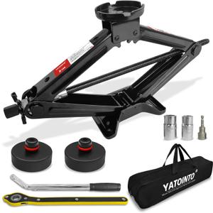 Car Scissor Jack for Tessla, 6614 LBS/3 Ton Portable Tire Changing Kit Includes Black Scissor Jack Socket Drill Adapter Jack Pad Ratchet Wrench, for Model Y Model 3/S/X (3TON(7-Pack))