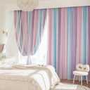 XiDi Blackout Curtains for Girls Bedroom Decor 63 inches Long Window Curtains Colorful Rainbow Design 2 Panel Sets, Kids Room Unicorn Princess Theme Home Decor Ombre Drapes Pink/Purple W34 X L63