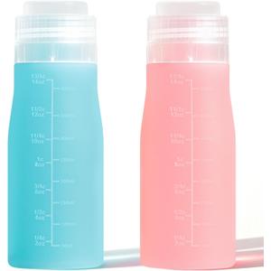 16 oz Silicone Juice Bottles with Caps, 2-Pack Reusable Juice Containers With Airtight Lids For Fridge, Shatterproof, Leak-Proof, Lightweight Slim Water Bottle for Juicing - Dishwasher Safe