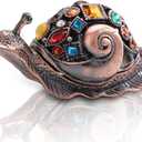 YU FENG 3.5inch Crystals Bejeweled Trinket Box Hand-Painted Brown Snail Animal Figurine Hinged Jewelry Box Collectible for Women Christmas Gift