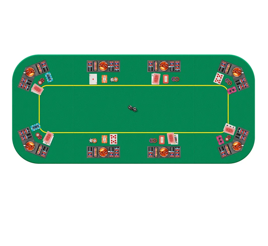 VIVOHOME 79 x 36 Inch Foldable 8-Player Texas Poker Card Tabletop Layout Portable Anti-Slip Rubber Board Game Mat with Cup Holders and Carrying Bag