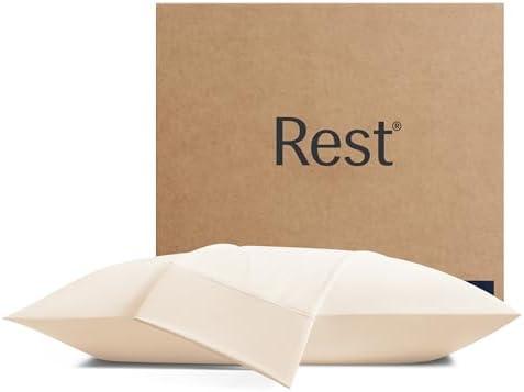 REST® Evercool®+ Cooling Pillow Cases King - 2 Pillowcase for Sensitive Skin, Silver Infused Fabric for Hygienic Sleep, Silky Smooth for Curly Hair, High Elastic for Snug Fit (19x35 inches)
