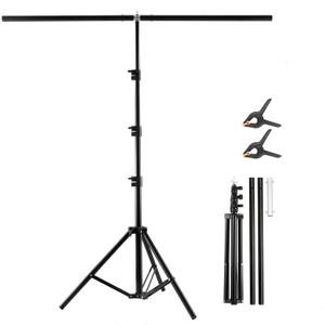 T Shape Backdrop Stand Kit 3.3 * 6.6 FT, Adjustable Background Support Stand Kit with 2 Spring Clamps for Parties, Wedding, Photography, Decoration, BEIYANG (Black)