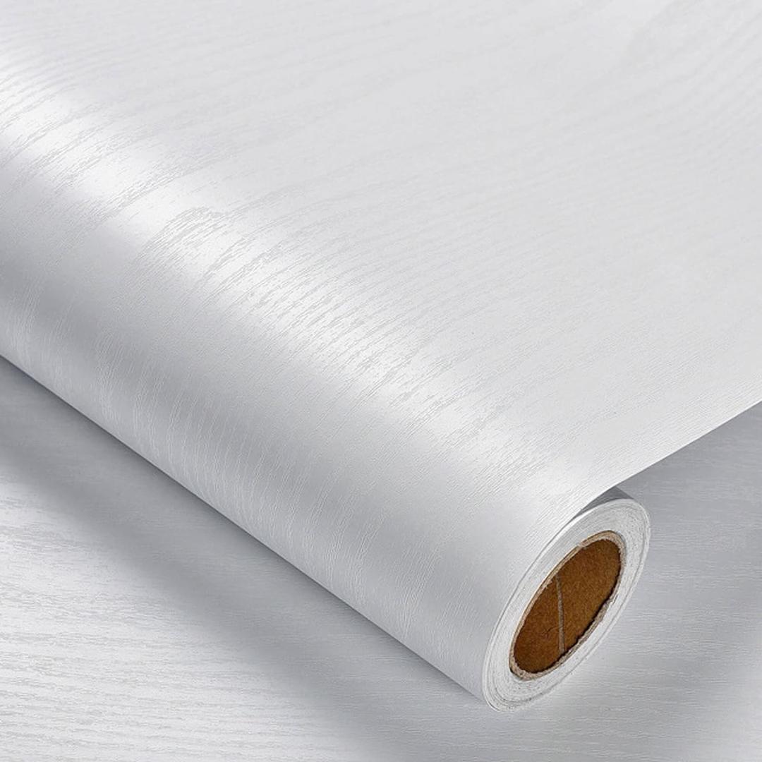 Heroad Peel and Stick Wallpaper Wood Contact Paper Wood Wallpaper White Wood Grain Contact Paper Thicken Textured for Cabinets and Drawers Countertops Waterproof Self Adhesive Vinyl 23.6" x 118"