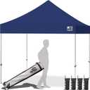 Eurmax USA 10x10ft Pop Up Canopy,Commercial Instant Tent for Outdoor Events,Patented No-Tip Rolling Storage Bag with 4 Sandbags,UV & Water Resistant,Heavy Duty Portable Shelter Gazebo,Navy Blue