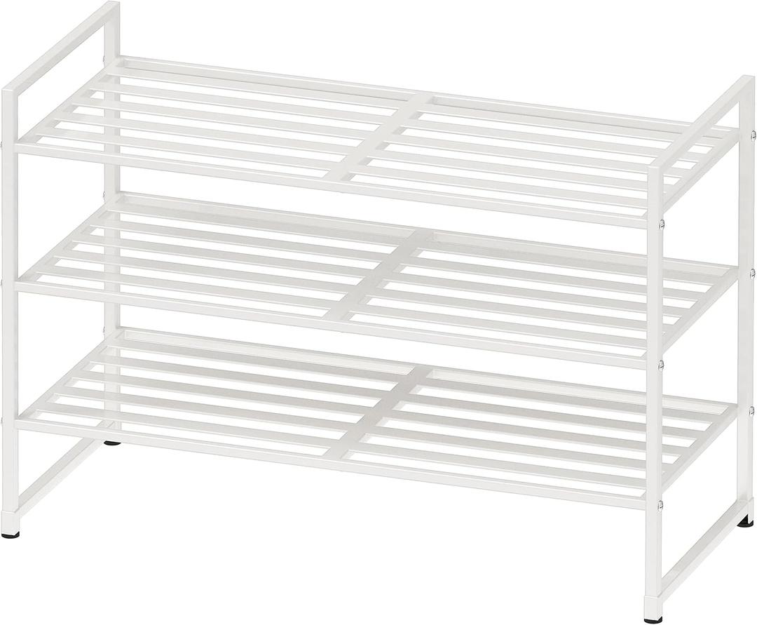 Simple Houseware 3-Tier Stackable Metal Panel Shoes Rack, White