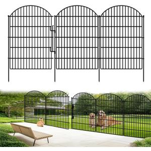 10 Panels Decorative Garden Fence with Lock, 40in (H) x 22.31ft (L) No Dig Animal Barrier, Rabbit Fencing Rustproof Metal Temporary Panel Border for Dog, Rabbits and Patio Outdoor Yard