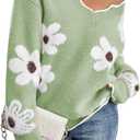 Pink Queen Women's Oversized V Neck Fuzzy Sweaters 2026 Casual Loose Long Sleeve Chunky Knit Pullover Jumper Tops (Light Green) S