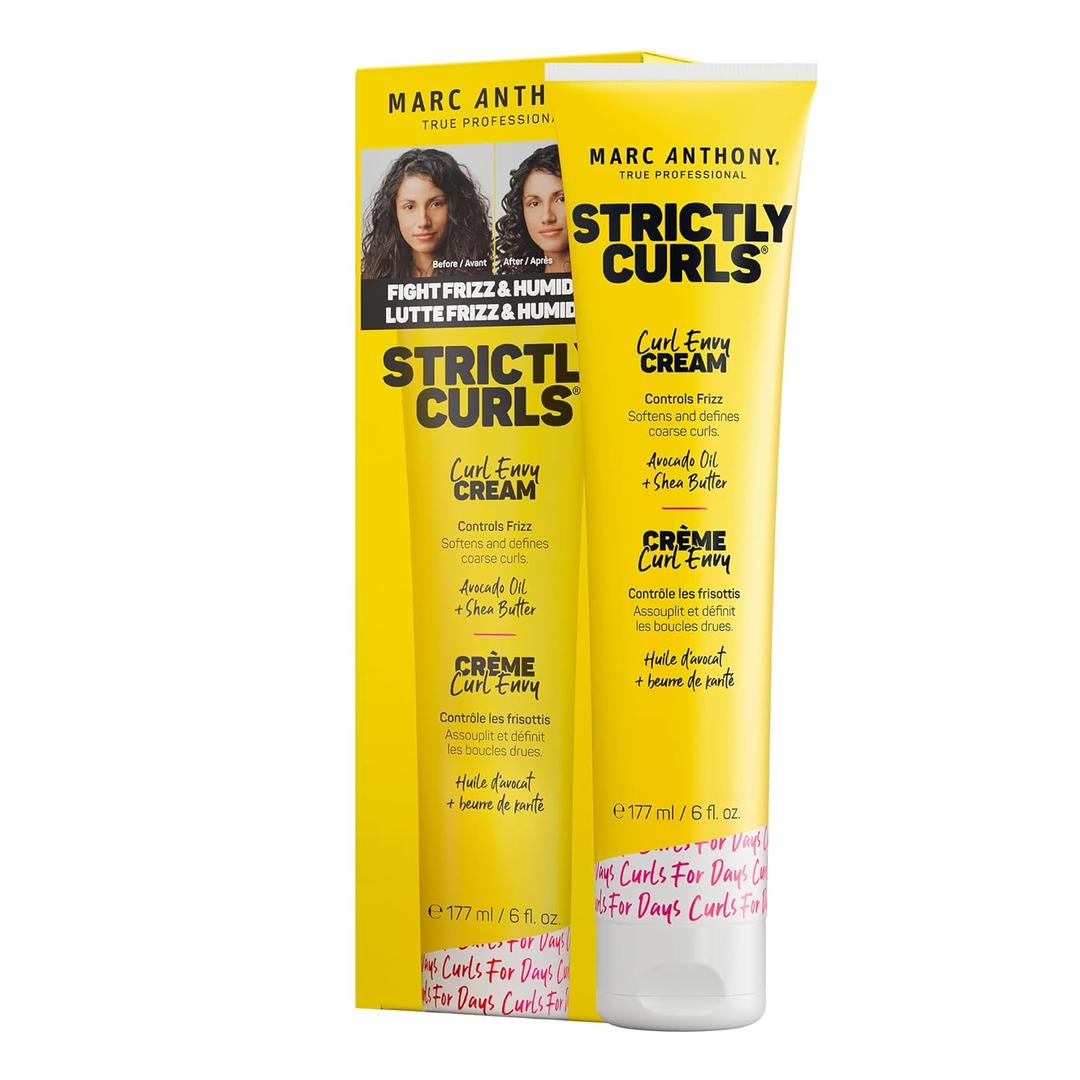 Marc Anthony Curl Defining Styling Cream for Curly Hair, Strictly Curls - Moisturizing Hair Defining Cream Softens & Detangles Coarse, Frizzy Curls with Shea Butter - Styling Product Reduces Frizz (6 Fl Oz (Pack of 1))