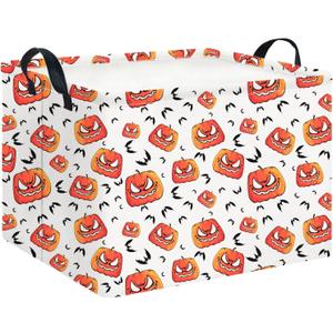 Rectangle Storage Basket with Handles,Collapsible Storage Bin,Books Box,Gift Basket(Angry Pumpkin) Rectangle Storage Basket with Handles,Collapsible Storage Bin,Books Box,Gift Basket(Angry Pumpkin)