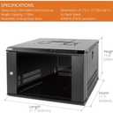 Tecmojo 6U Wall Mount Server Cabinet IT Network Rack Enclosure Lockable Door and Side Panels Black, Cooling Fan, Standard Glass Door, 450mm Depth, for 19 IT Equipment, A/V Devices