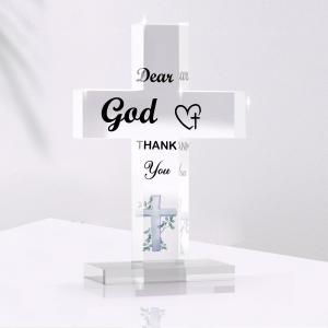 iRudyard Christian Home Decor Cross Decor Dear God Sign Cross Acrylic Gifts for Women Men friends Mothers Wives And Colleagues Desktop Decoration 5.3 X 3.5 Inches