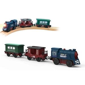 Battery Operated Train for Wooden Track, 3Pcs Motorized Train Toy for 3 4 5+Years Old Boy Girl Toddlers, Electric Trains Compatible with Thomas & Friends, Brio and Chuggington