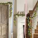 6FT Spring Flower Garland for Mantle, Wildflower Daisy Garland - Silk Floral Easter Garland for Wall Fireplace Bedroom Party Arch Table Centerpiece Home Indoor Outdoor Decor